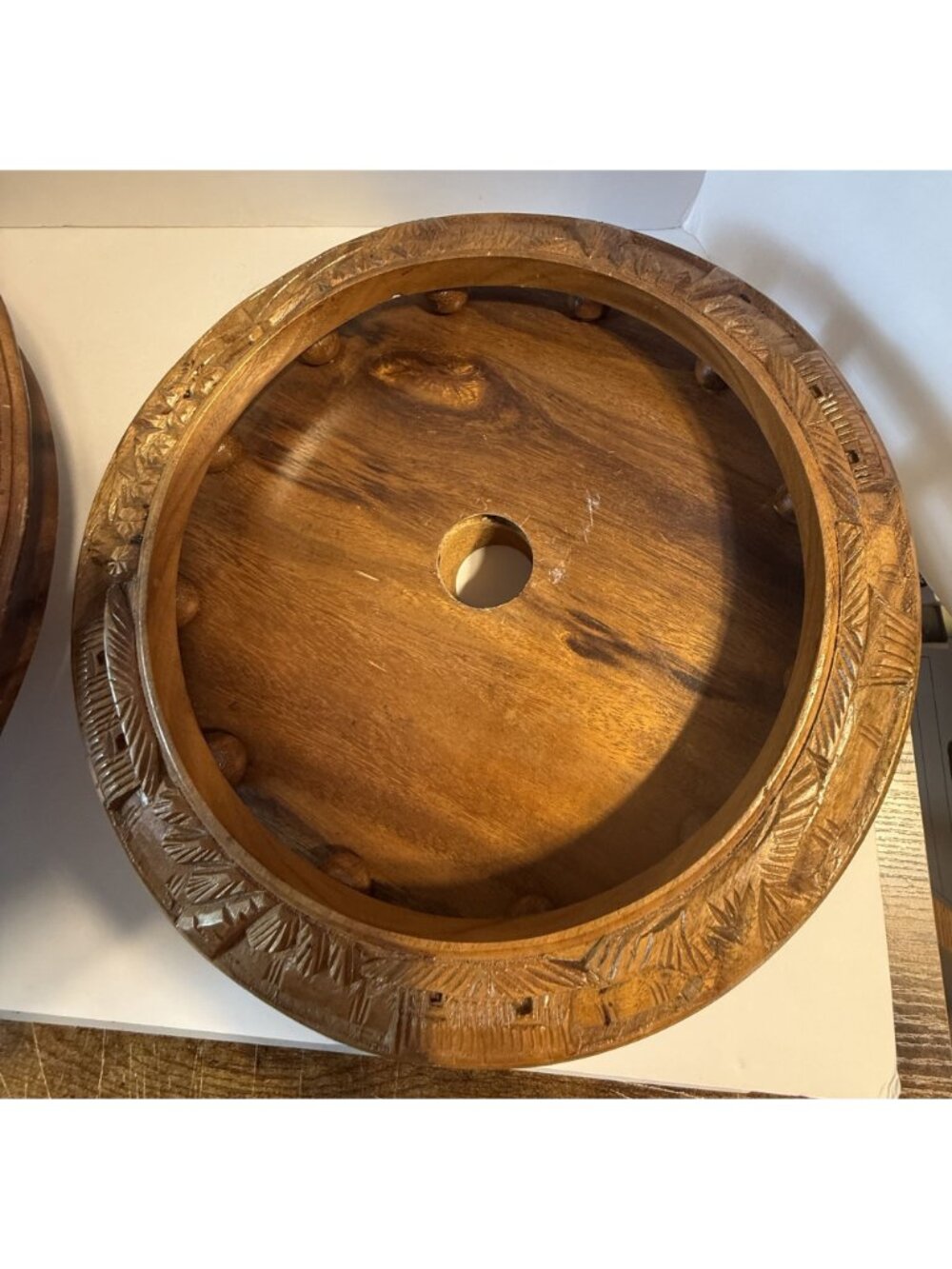 Vintage Rosas Philippine Monkey Pod Wood 3 Tier Lazy Susan Serving Set Pineapple - Picture 9 of 16